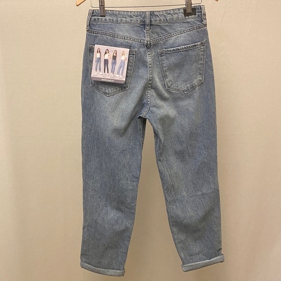 Simple Society NWT Sz 7 (28) Straight High Rise Roll Cuff Button Fly Women Jeans - Picture 10 of 11